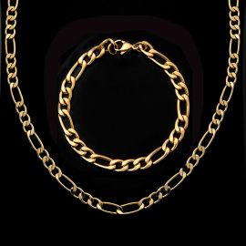 5mm Figaro Chain Set in Gold