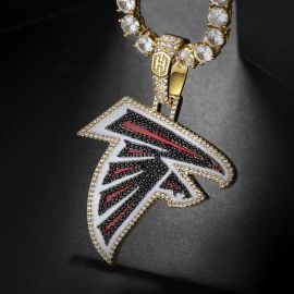 Iced Red and Black Falcon Pendant in Gold