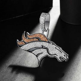 Iced Powerful Horse Pendant in White Gold
