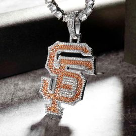 Iced SF Pendant in White Gold
