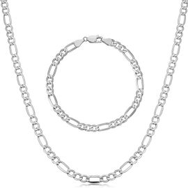 5mm Stainless Steel Figaro Chain Set