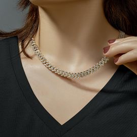 Women's 8mm Iced Cuban Chain in Gold