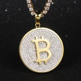Iced Bitcoin Pendant in Gold