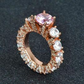 2.0 CT Three Stone Hip Hop Ring in Rose Gold