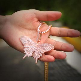 Pink Butterfly Pendant with 4mm 20