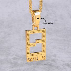 Iced Family First Pendant in Gold