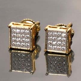 Square Diamonds Paved Stud Earrings-6*6mm