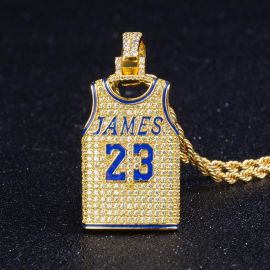 Iced 23 Jersey Pendant in Gold