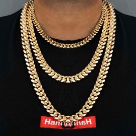 12mm Stainless Steel Cuban Chain in Gold