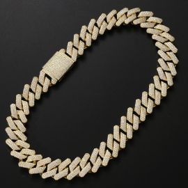 Iced 20mm Handset Miami Cuban Chain with Big Box Clasp in Gold