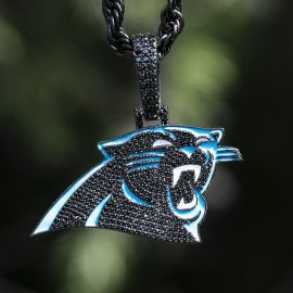 Iced Roaring Panthers Pendant in Black Gold