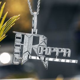 Iced Popular Records Pendant in White Gold