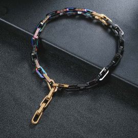 Titanium Steel Multicolor Rectangle Link Chain