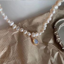 11mm Baroque Pearl with Moonstone Choker Necklace