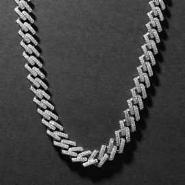 Iced 14mm Miami Cuban Chain with Box Clasp in White Gold