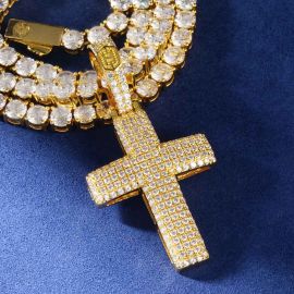 Iced Religious Cross Pendant in Gold