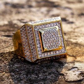 Men's Square Shape Paved Diamond Ring
