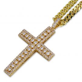 Diamond Cross Pendant in Gold with 5mm 24