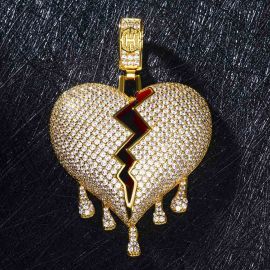 Drip Broken Heart Pendant in Gold