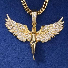Iced Angel Pendant in Gold