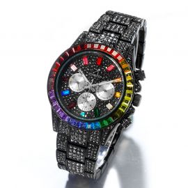 40mm Iced Rainbow Dial Watch in Black Gold