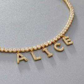 Custom Iced Name Letters Tennis Necklace