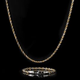 5mm Gold & Silver Two-Tone Rope Chain Set