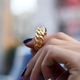 Women's 10mm Cuban Rings in Gold