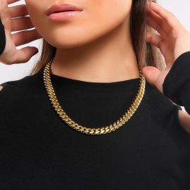 Women's 8mm Stainless Steel Cuban Chain in Gold