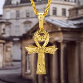 Egyptian Ankh Pendant with Eye of Horus in Gold