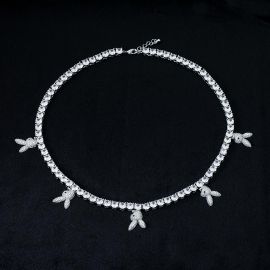 5mm Upside Down Bunny Heads Tennis Chain in White Gold