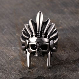 Tribal Chief Stainless Steel skull Ring