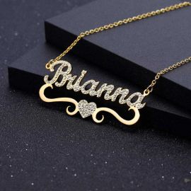 Personalized Iced Name Necklace with Heart