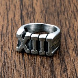 Roman Numberal 13 Stainless Steel Ring