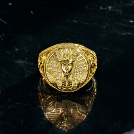 Iced Egyptian Pharaoh Ring in Gold
