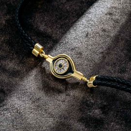 Eye of Amulet Black Braided Leather Bracelet