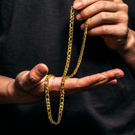 5mm Stainless Steel Figaro Chain in Gold