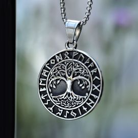 Tree of Life Runes  Stainless Steel Viking Pendant
