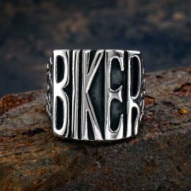 Letters Biker Stainless Steel Ring
