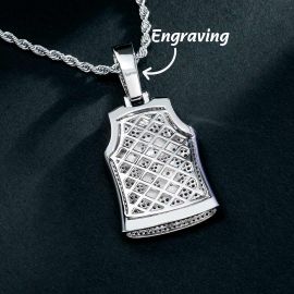 Iced 91 Jersey Pendant in White Gold