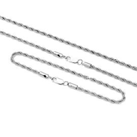 3mm Rope Solid 925 Sterling Silver Chain Set