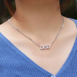 Custom Iced Name Necklace with 18" Cuban Chain
