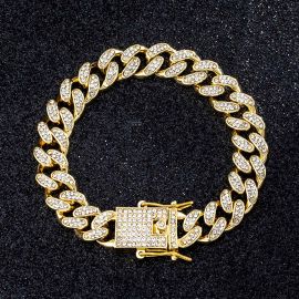 12mm Iced Miami Cuban Bracelet in Gold