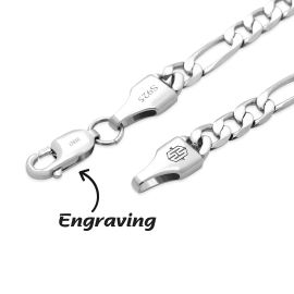 5mm Figaro Solid 925 Sterling Silver Bracelet