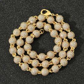 8mm Iced Beads Chain in Gold