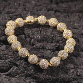 8mm Iced Beads Bracelet in Gold