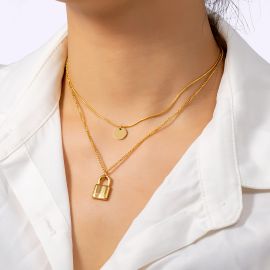 Women's Padlock Layered Necklace