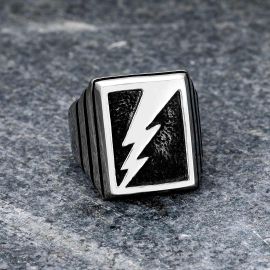 Lightning Bolt Stainless Steel Ring