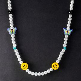 Smile Face Butterfly Pearl Necklace