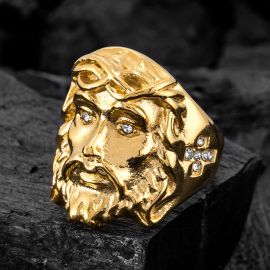 Jesus Stainless Steel Ring in Gold